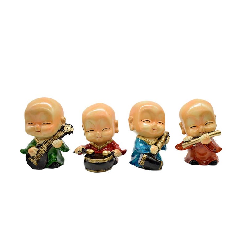 Dalvkot Buddha Idols Set of 4 Playing Musical Instruments Showpiece Figurines for Home Decor - Image 2