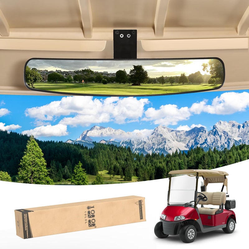 10L0L Golf Cart Accessories, Universal 16.5" Extra Wide Rear View Convex Golf Cart Mirror for EZ Go, Club Car, Yamaha - Image 1