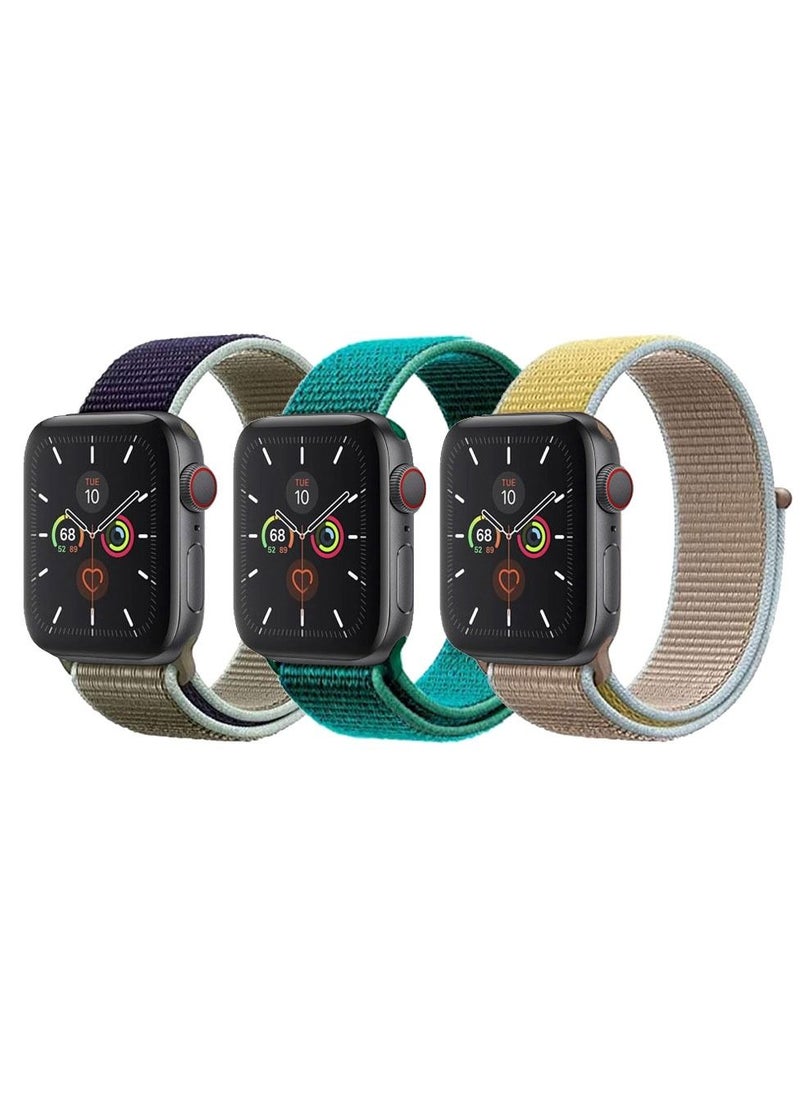 CATANES 3 Pack For Apple Watch 41mm 40mm 38mm Nylon Sport Loop Band Compatible With iWatch Series 7 SE 6 5 4 3 2 1 Men Women Braided Stretchy Nylon Loop Bands  - Image 2