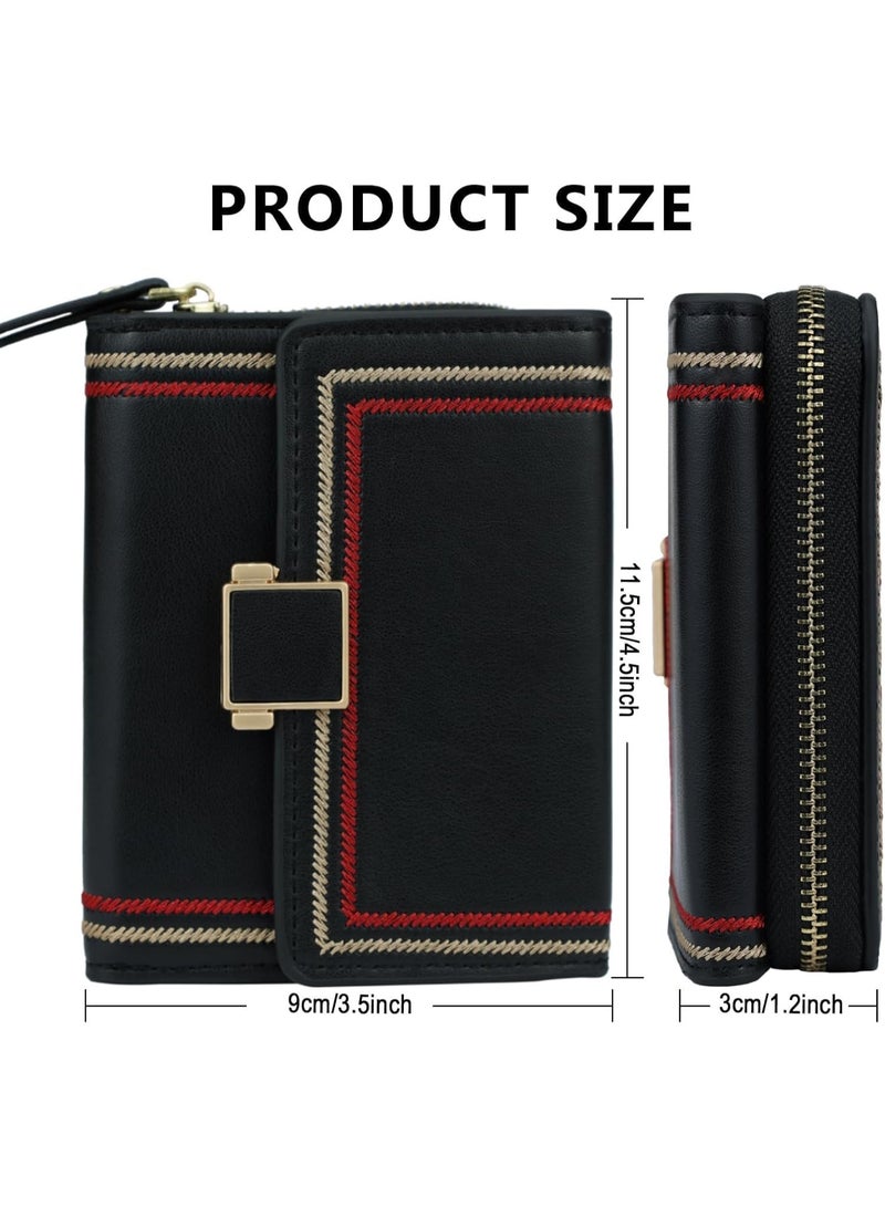 NANAO Women Wallet, Minimalist Design Women's Travel Wallets with ID Window, Credit Card Holder, Black Small Cash Wallets, Cute Leather Coin Purse, for Women Ladies and Girls (Black) - Image 5