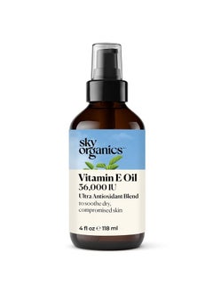 Sky Organics Sky Organics Vitamin E Oil for Face, 36,000 IU Ultra Antioxidant Blend to Deliver Reparative Moisture and Soothe Dry, Damaged & Compromised Skin, 100% Pure Cold-Pressed Facial Oil, 4 fl oz  - Image 1