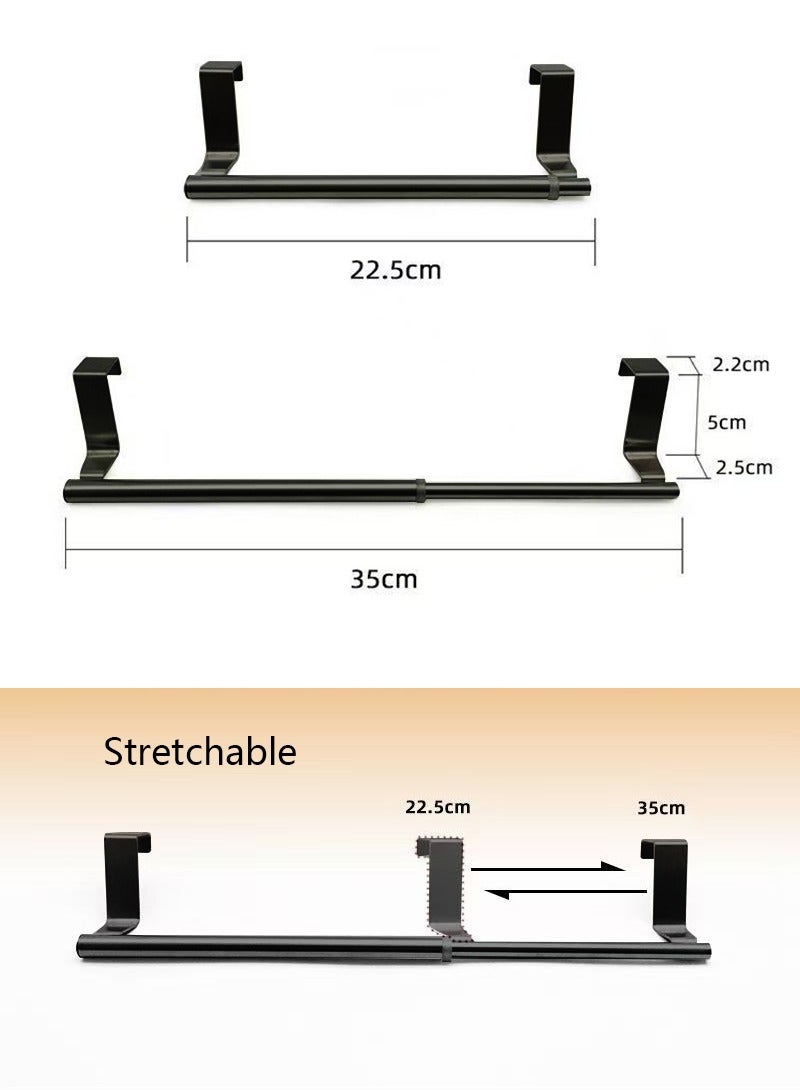 بيكو حامل مناشف قابل للسحب للخزانات، الحمامات، فوق أبواب غرف النوم، ملحقات تخزين وتعليق المناشف وأقمشة الغسيل، تصميم عصري متين من الفولاذ المقاوم للصدأ (أسود). - Image 5