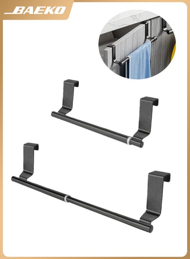 بيكو حامل مناشف قابل للسحب للخزانات، الحمامات، فوق أبواب غرف النوم، ملحقات تخزين وتعليق المناشف وأقمشة الغسيل، تصميم عصري متين من الفولاذ المقاوم للصدأ (أسود). - Image 1