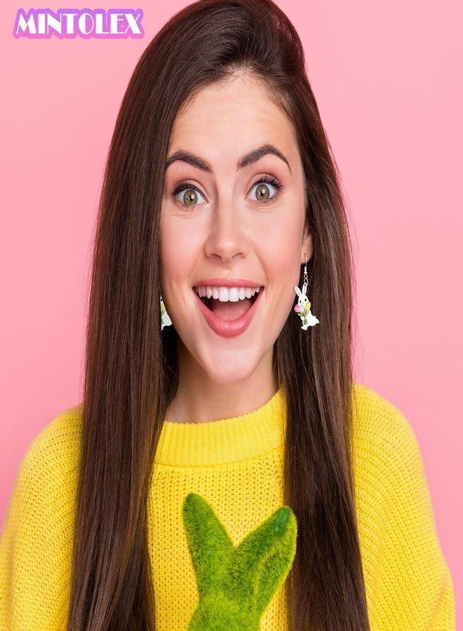 Mintolex Easter Bunny Earrings for Women Cute Acrylic Rabbit Earrings with Tulip Sparkling Spring Holiday Jewelry Gift - Image 5