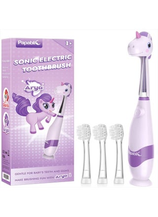 Toddler Sonic Electric Toothbrush for Ages 1-3 Years, Baby Electric Toothbrush with Cute Unicorn Cover and Smart LED Timer, 4 Brush Heads (Arya) - pzsku/Z69C6D0ECE1B0CF7CDF3AZ/45/_/1716654042/19d6d1f5-e287-4386-a619-c462390fc4b9