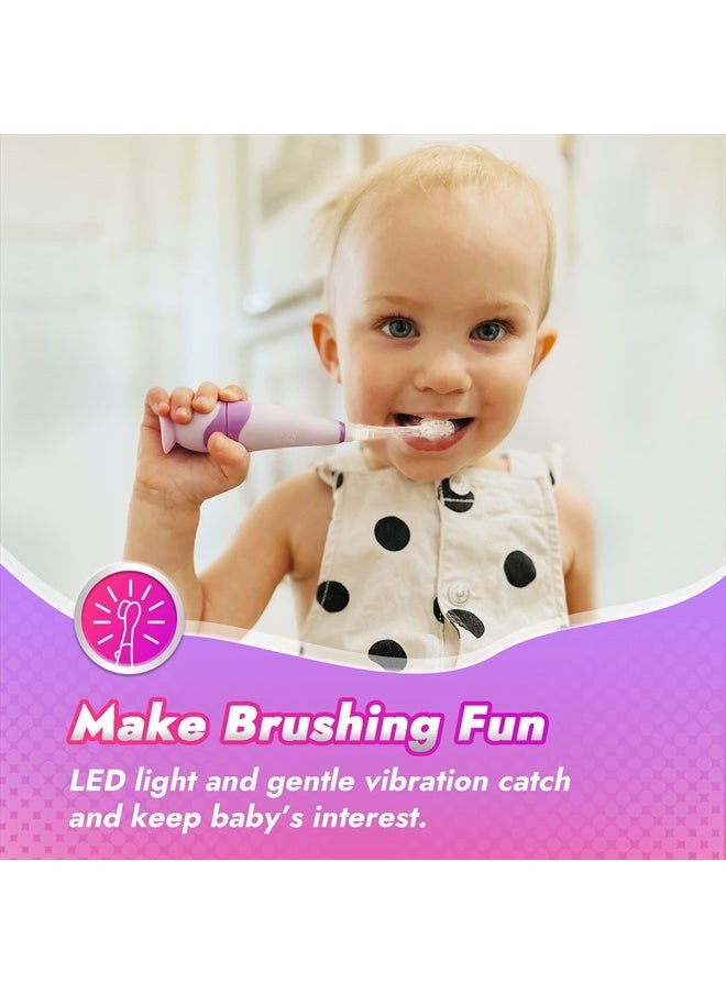 Toddler Sonic Electric Toothbrush for Ages 1-3 Years, Baby Electric Toothbrush with Cute Unicorn Cover and Smart LED Timer, 4 Brush Heads (Arya)