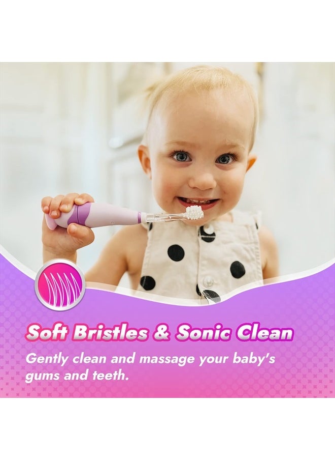 Toddler Sonic Electric Toothbrush for Ages 1-3 Years, Baby Electric Toothbrush with Cute Unicorn Cover and Smart LED Timer, 4 Brush Heads (Arya)