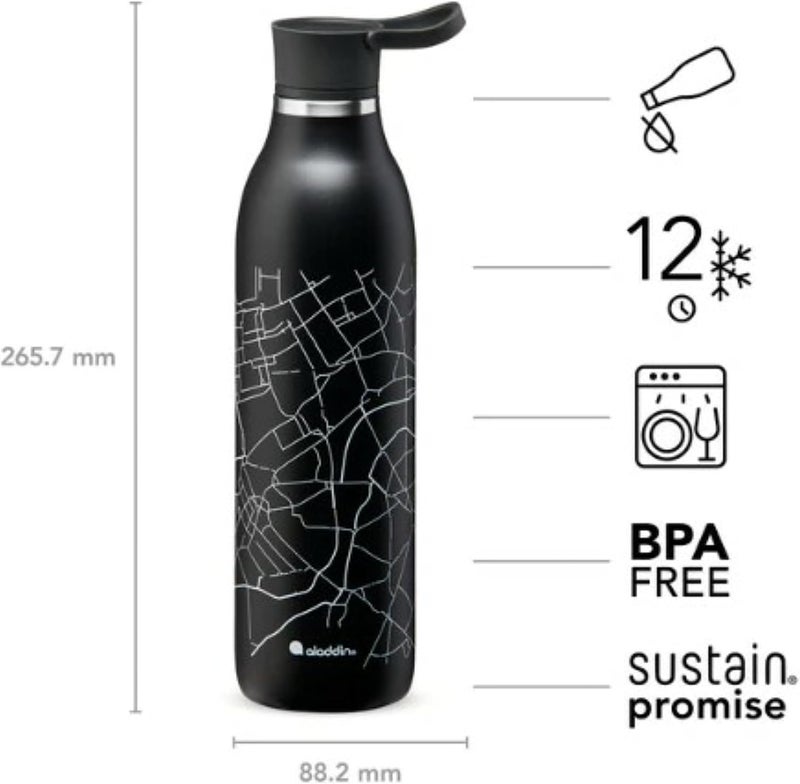 Aladdin 0.6L CityLoop Thermavac Water Bottle - Black City Print - Image 4