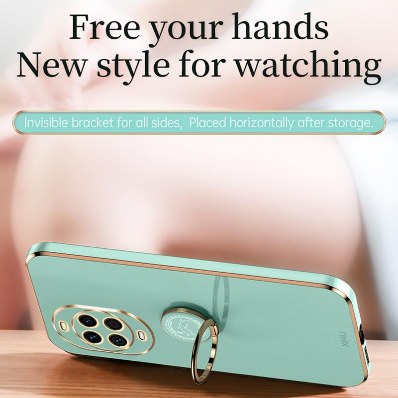 Xinli For Huawei Nova 14 Straight Edge 6D Electroplate Tpu Phone Case With Ring Holder(Celestial Blue) - Image 4