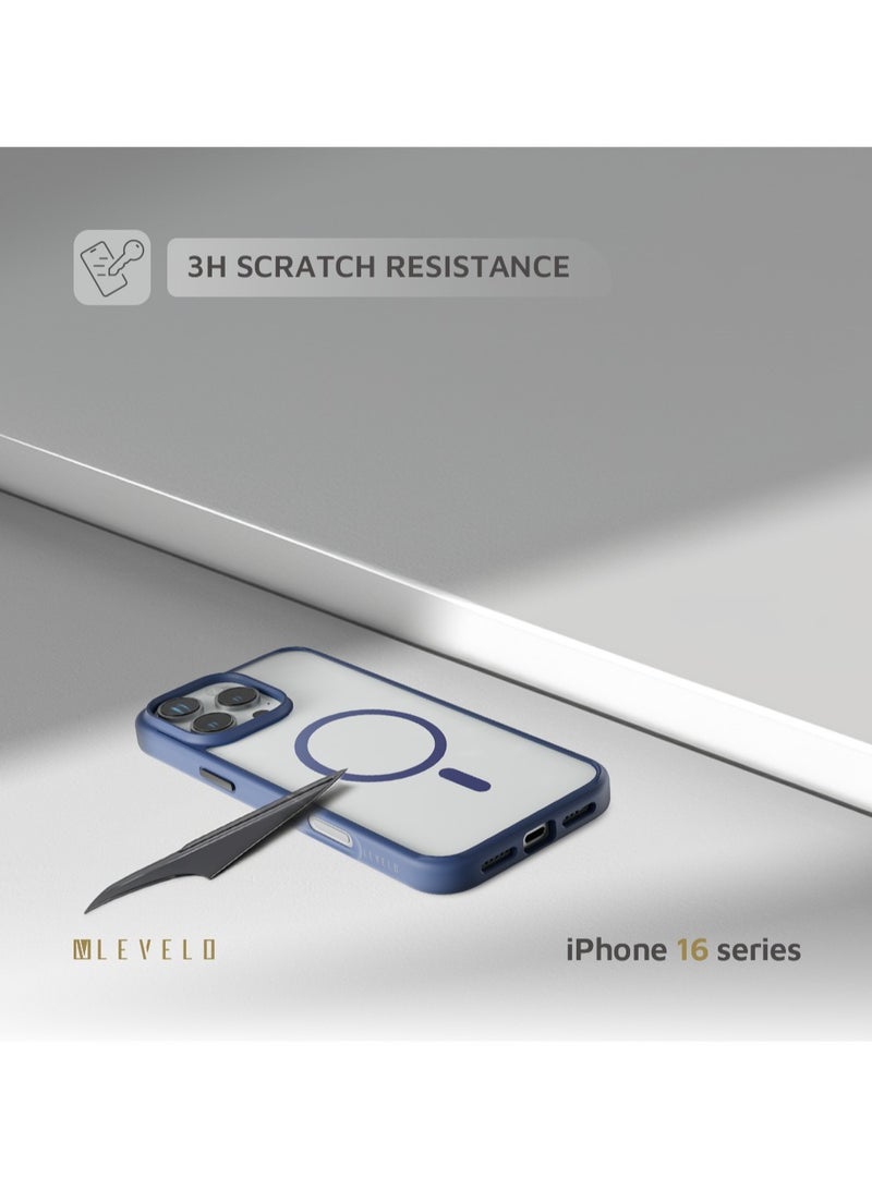 LEVELO iPhone 16 Pro Max MagSafe  Case Solo/ Clearview Technology/ 3H Scratch Resistance/ Hybrid Construction - Blue - Image 4