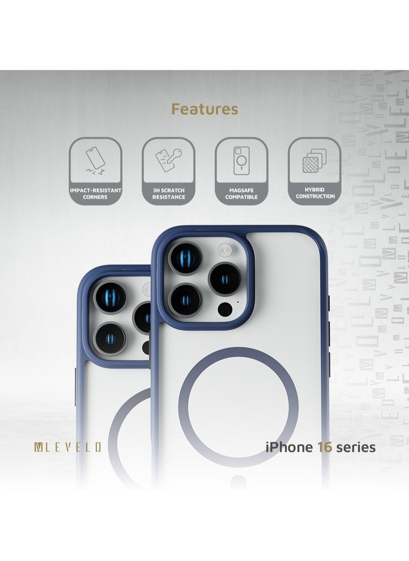 LEVELO - iPhone 16 Pro Max MagSafe  Case Solo/ Clearview Technology/ 3H Scratch Resistance/ Hybrid Construction - Blue - Image 1