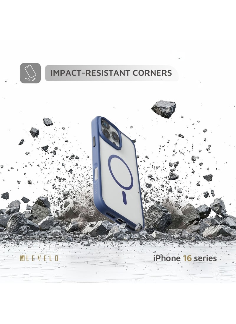 LEVELO - iPhone 16 Pro Max MagSafe  Case Solo/ Clearview Technology/ 3H Scratch Resistance/ Hybrid Construction - Blue - Image 1