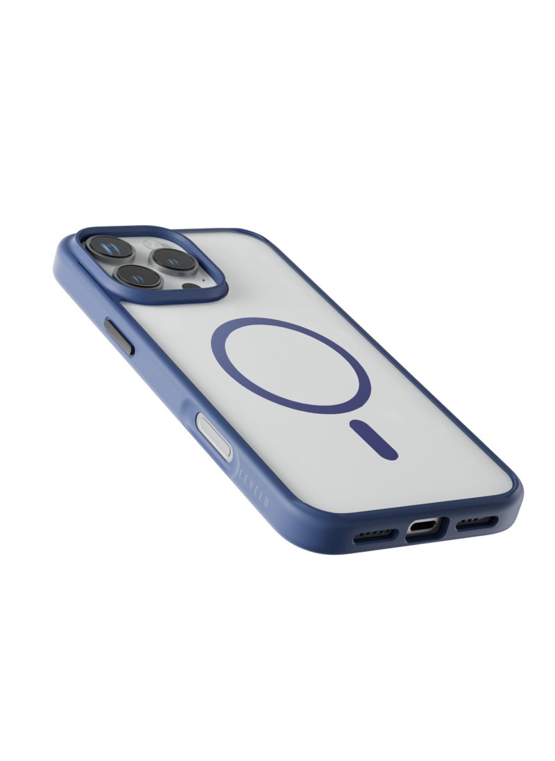 LEVELO - iPhone 16 Pro Max MagSafe  Case Solo/ Clearview Technology/ 3H Scratch Resistance/ Hybrid Construction - Blue - Image 1