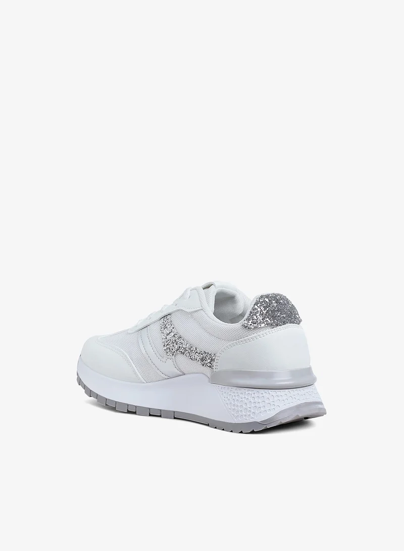 London Rag Chunky Anti-Skid Lace-Up Sneakers in White and Silver