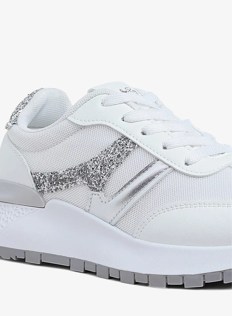 London Rag Chunky Anti-Skid Lace-Up Sneakers in White and Silver