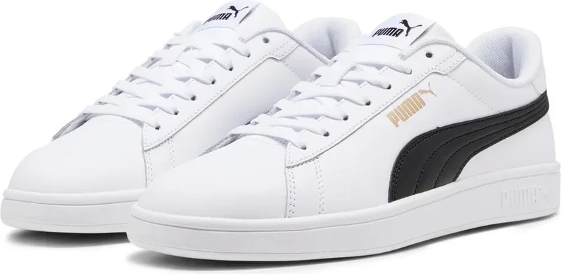 PUMA Smash 3.0 L 390987-11 MEN White-Black-Gold Casual Sneaker Shoes