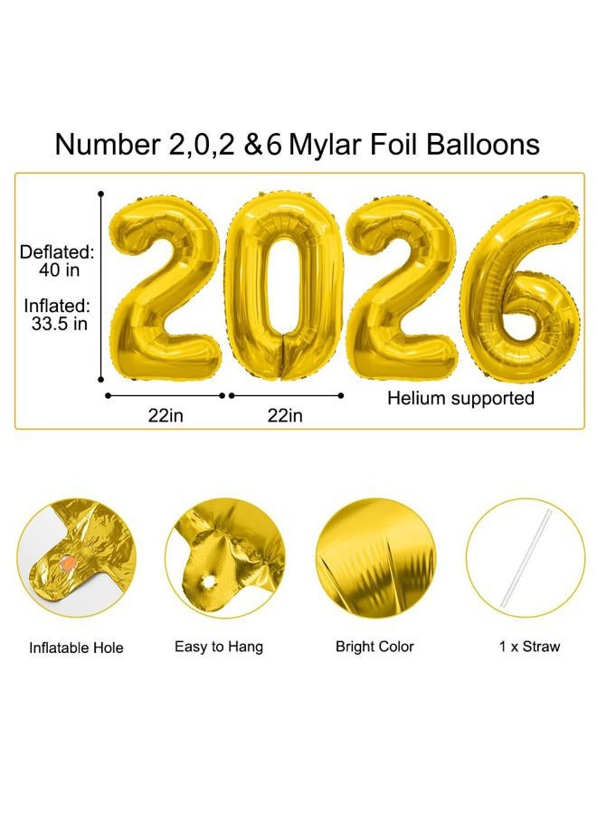 Slergut 2026 Balloons Graduation Balloons Gold Number Balloons 2026 40 Inch 2026 Numbers Foil Balloon 20 22 26 60 62 Balloon Numbers for Graduation Decorations Birthday Anniversary Photo Props - Image 3
