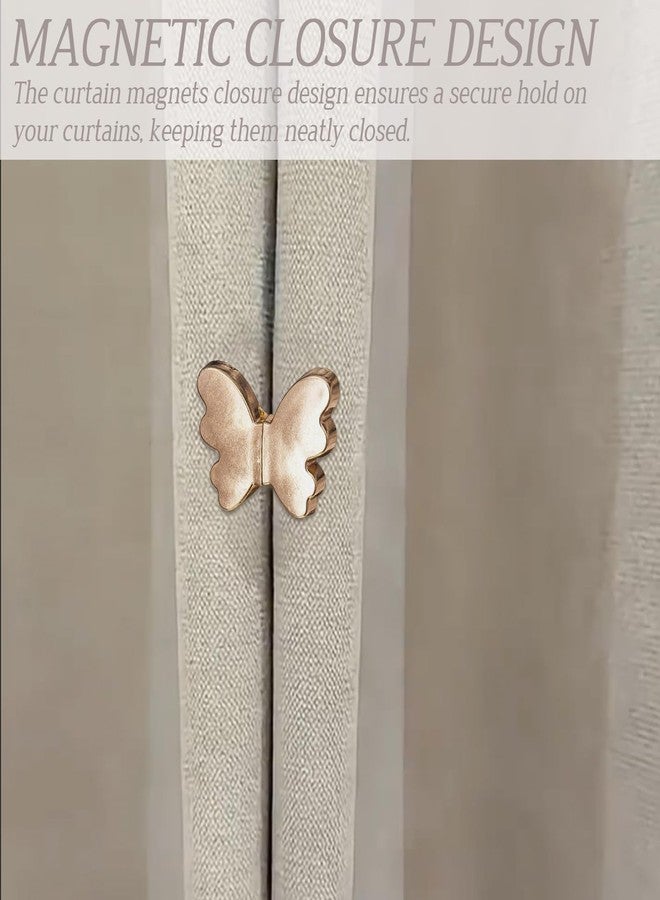 Tizee 8 Pair Butterfly-Shaped Magnetic Curtain Closure - Curtain Clips Decorative Detachable Buckle for Indoor Outdoor Use, Prevent Light Leaking, Easy Installation, Alloy Material (Golden) - Image 2