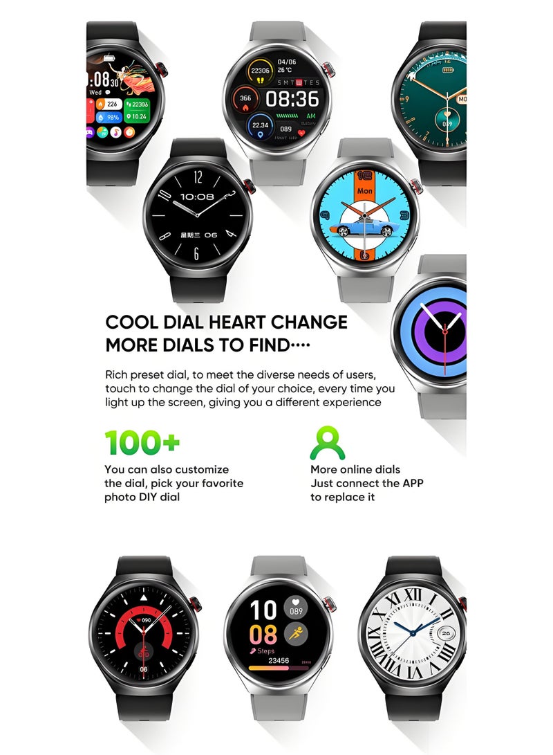 Smart Watch V19 PRO Round，Business Exercise Smartwatch，Waterproof Fitness Watch，Bluetooth Calling，Compatible with Androd and IOS，TFT Display，Heart Rate Moitoring，Silver - Image 5