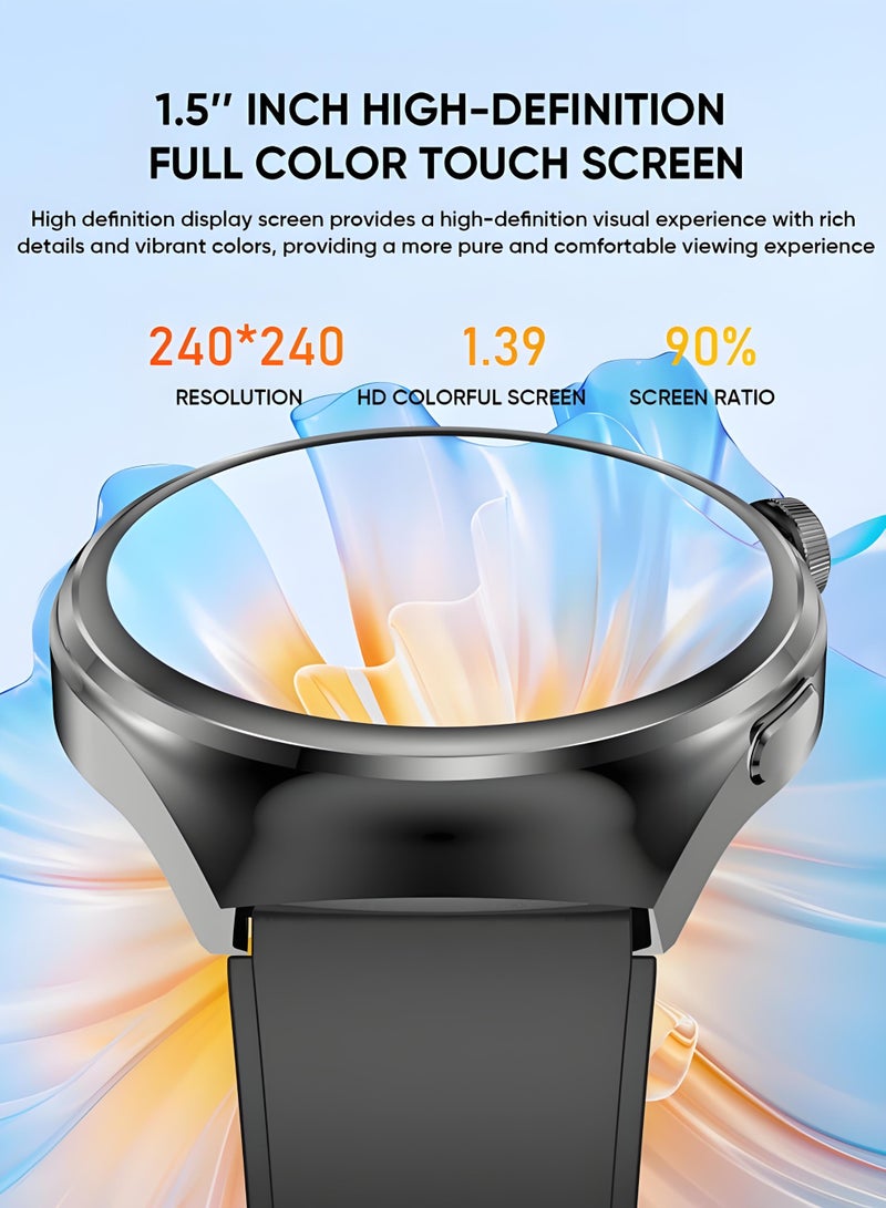 Smart Watch V19 PRO Round，Business Exercise Smartwatch，Waterproof Fitness Watch，Bluetooth Calling，Compatible with Androd and IOS，TFT Display，Heart Rate Moitoring，Silver - Image 3