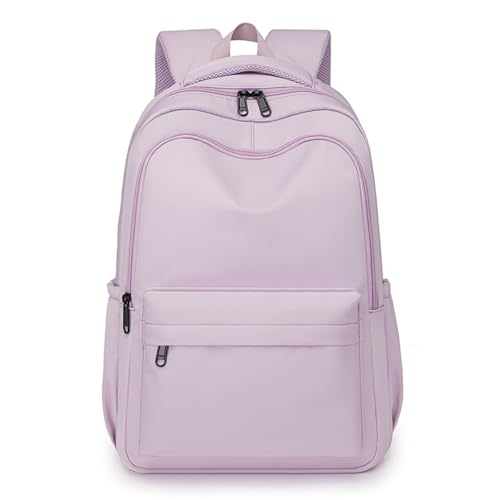 Lamprod Cute Aesthetic Backpack for School Supplies College Bookbags for Teen Girls Students Laptop Bag Large Capacity Bookbags Travel Lightweight Casual Middle School Bag Solid Color (Purple) - Image 1