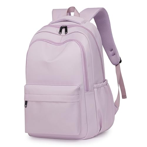 Lamprod Cute Aesthetic Backpack for School Supplies College Bookbags for Teen Girls Students Laptop Bag Large Capacity Bookbags Travel Lightweight Casual Middle School Bag Solid Color (Purple) - Image 2
