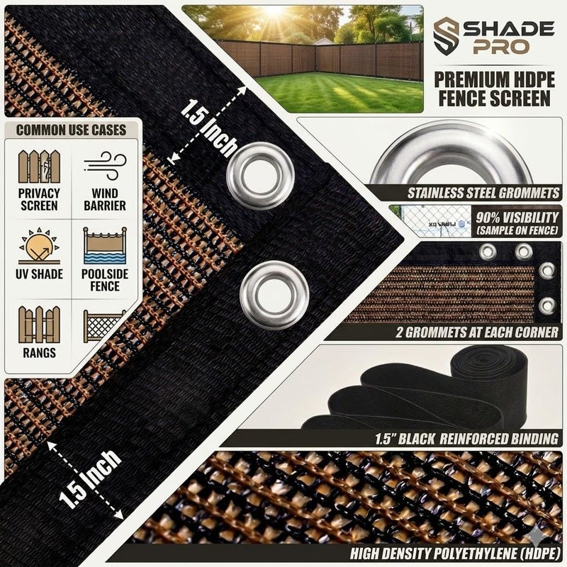 EMERIT 90% Shade Cloth Sun Shade Fabric for Patio Garden Pergola Shade Cover Canopy with Gromments - Image 3