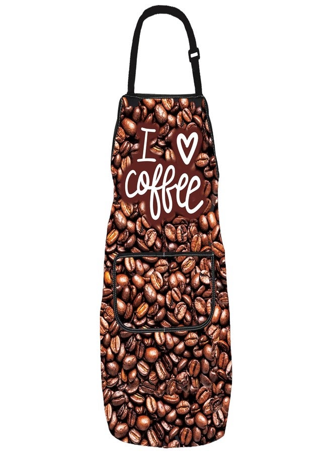 PXTIDY I love Coffee Kitchen Apron Coffee Drinker Gift Barista Apron For Cooking Waterproof Adjustable Coffeeholic Gift (I L COFFEE A) - Image 1
