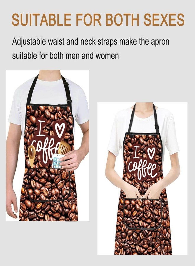 PXTIDY I love Coffee Kitchen Apron Coffee Drinker Gift Barista Apron For Cooking Waterproof Adjustable Coffeeholic Gift (I L COFFEE A) - Image 4