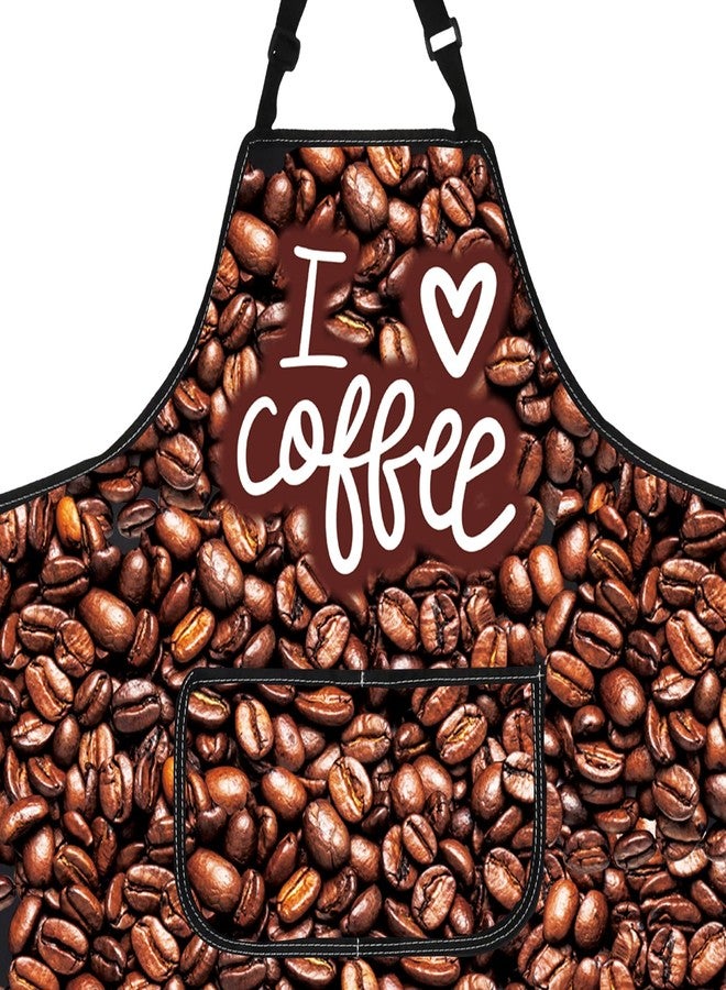 PXTIDY I love Coffee Kitchen Apron Coffee Drinker Gift Barista Apron For Cooking Waterproof Adjustable Coffeeholic Gift (I L COFFEE A) - Image 2
