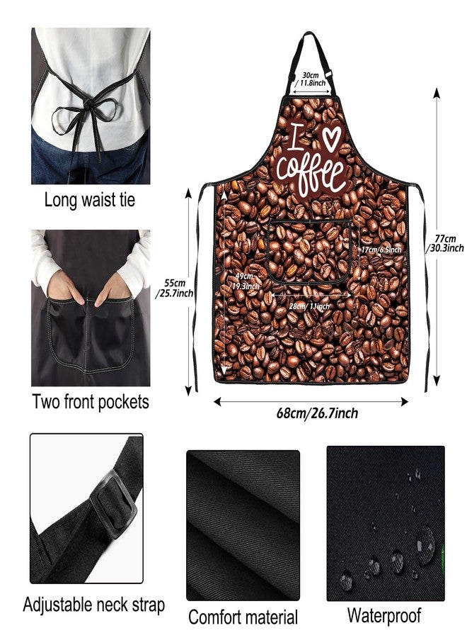 PXTIDY I love Coffee Kitchen Apron Coffee Drinker Gift Barista Apron For Cooking Waterproof Adjustable Coffeeholic Gift (I L COFFEE A) - Image 3