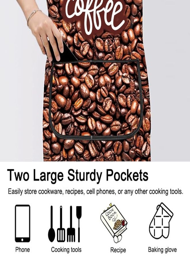 PXTIDY I love Coffee Kitchen Apron Coffee Drinker Gift Barista Apron For Cooking Waterproof Adjustable Coffeeholic Gift (I L COFFEE A) - Image 5