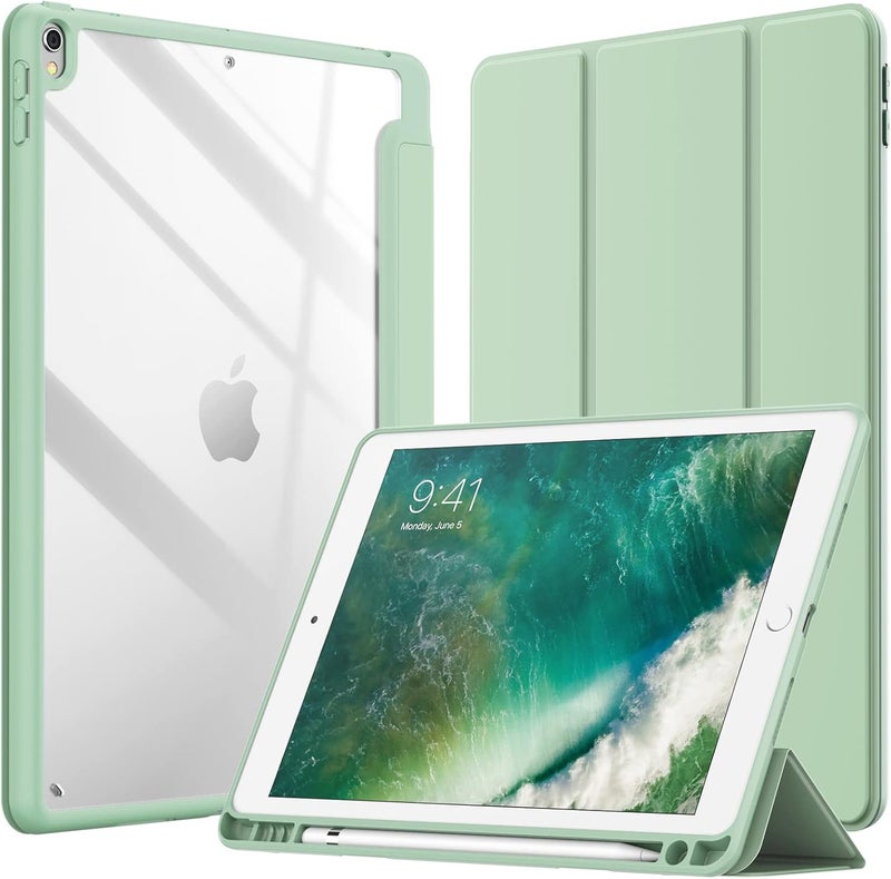 Jetech Case For Ipad Air 3 10.5-Inch 2019, 3Rd Generation And Ipad Pro 10.5-Inch With Pencil Holder, Clear Transparent Back Shell Slim Stand Shockproof Tablet Cover Matcha Green - Image 1