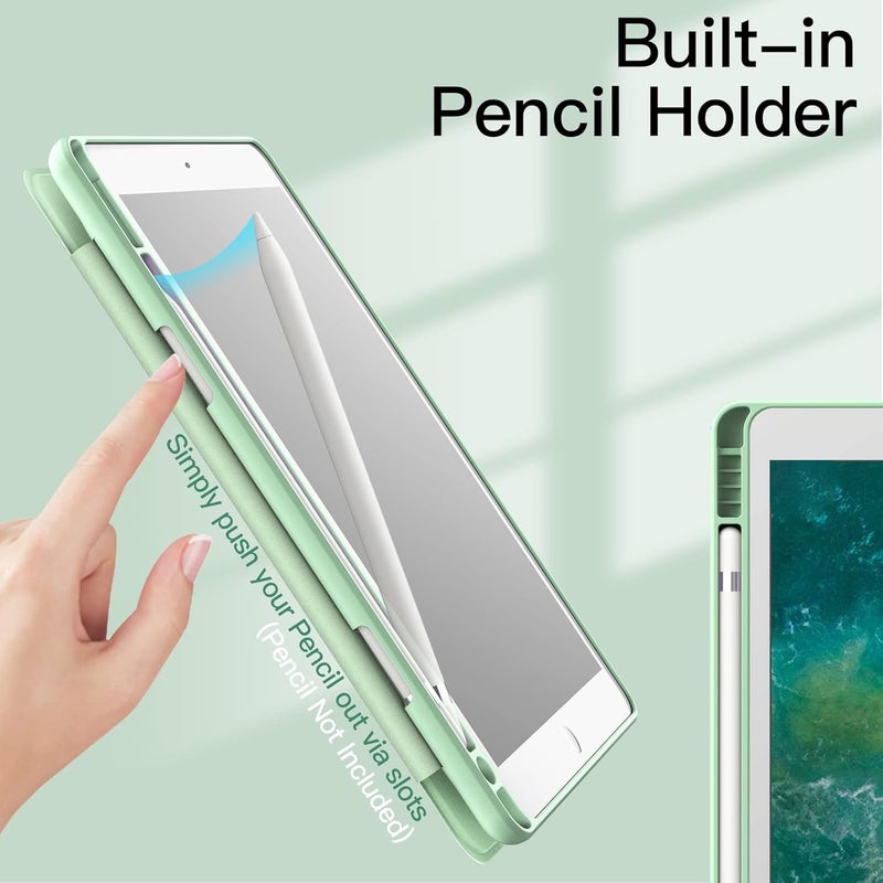 Jetech Case For Ipad Air 3 10.5-Inch 2019, 3Rd Generation And Ipad Pro 10.5-Inch With Pencil Holder, Clear Transparent Back Shell Slim Stand Shockproof Tablet Cover Matcha Green - Image 5