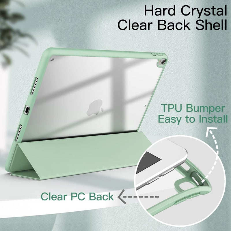 Jetech Case For Ipad Air 3 10.5-Inch 2019, 3Rd Generation And Ipad Pro 10.5-Inch With Pencil Holder, Clear Transparent Back Shell Slim Stand Shockproof Tablet Cover Matcha Green - Image 3