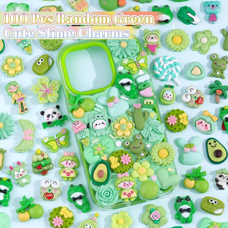 Glitzest 100PCS TINKRSTUFF Green Slime Charms Cute Flatback Resin Charms for Slime, Kawaii Random Decoden Charm for Embellishments Phone Junk Case Charms Bulk, Hairpins Scrapbooking Crafting & DIY Decoration - Image 3
