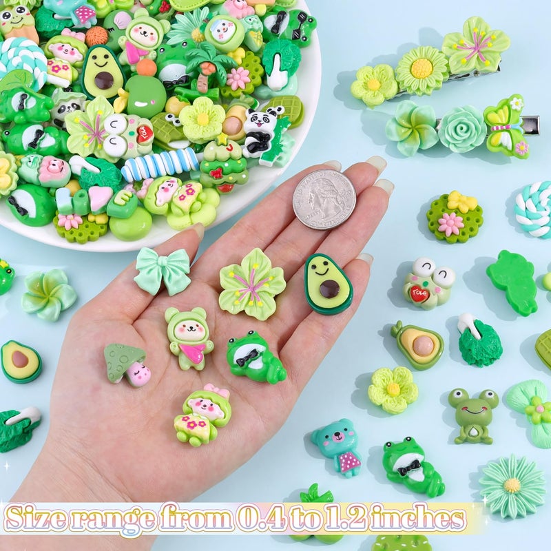 Glitzest 100PCS TINKRSTUFF Green Slime Charms Cute Flatback Resin Charms for Slime, Kawaii Random Decoden Charm for Embellishments Phone Junk Case Charms Bulk, Hairpins Scrapbooking Crafting & DIY Decoration - Image 2