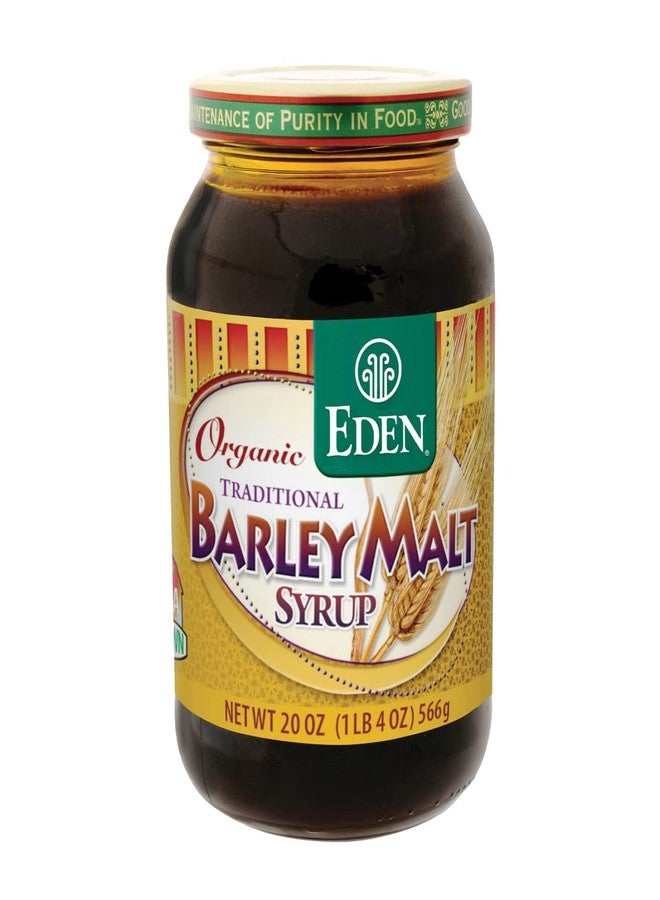 Eden Organic Traditional Barley Malt Syrup, Whole Grain Liquid Sweetener, 74.5% Maltose, Non-Diastatic, Perfect for Bagels, Non-GMO, 20 oz Glass Jar - Image 1