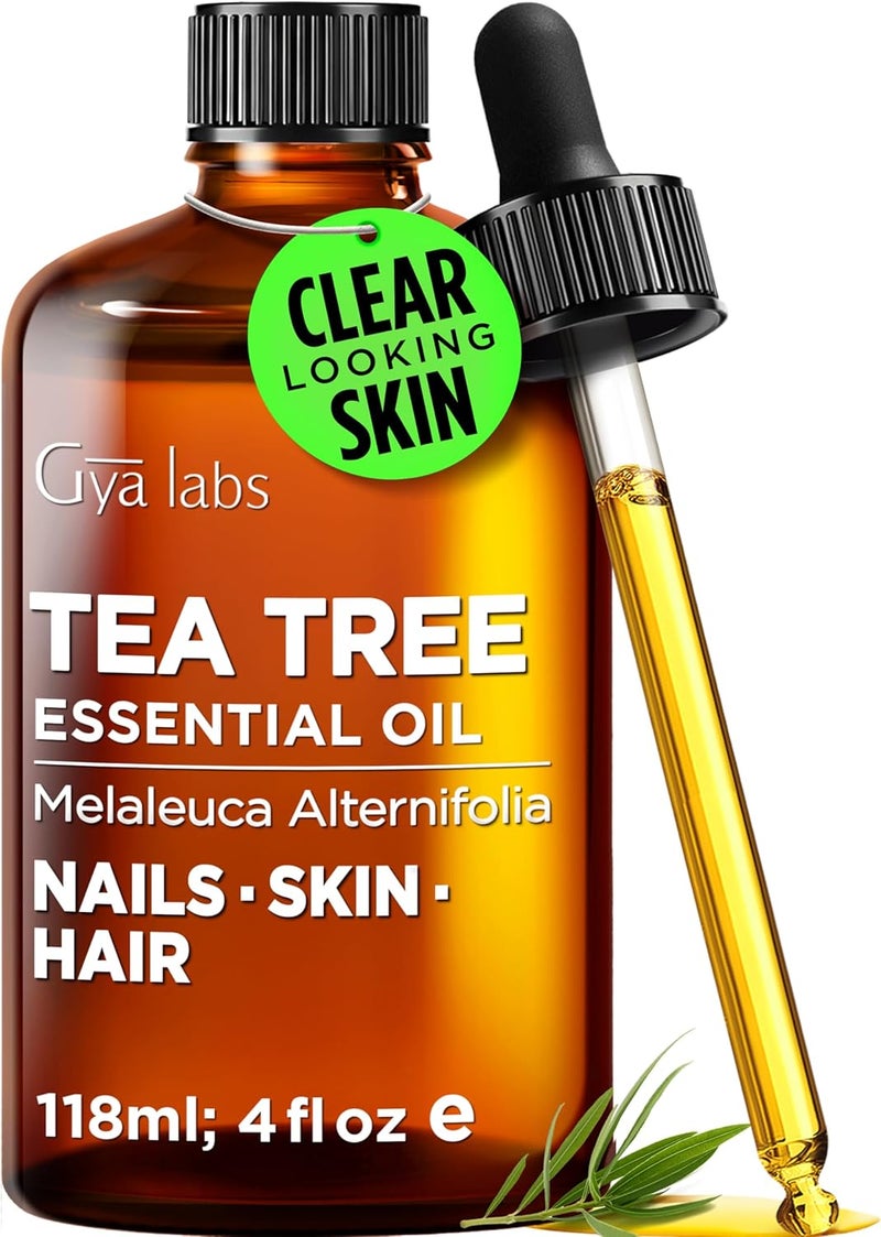 Gya Labs Tea Tree Essential Oil - 4 Fl Oz - for Hair, Skin, Diffuser, Aromatherapy & DIY Candle Making Scent - Image 1