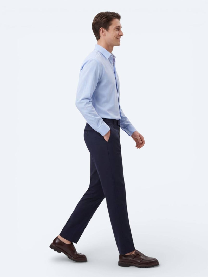 Kip Light Blue Plain Oversize Fit Long Weaving Casual Shirt - Image 3