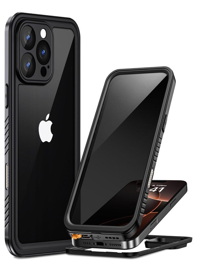 جراب Lanhiem لحماية خصوصية هاتف iPhone 16 Pro Max، جراب مقاوم للماء والغبار والصدمات لهاتف 16 Pro Max مع واقي شاشة لحماية الخصوصية، غطاء حماية كامل للجسم لهاتف iPhone 16 Pro Max - 6.9 بوصة (أسود) - Image 1