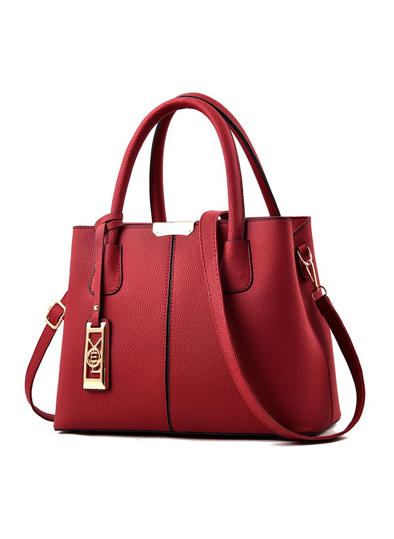 Y&D Leather Satchel Handbag Red - Image 1