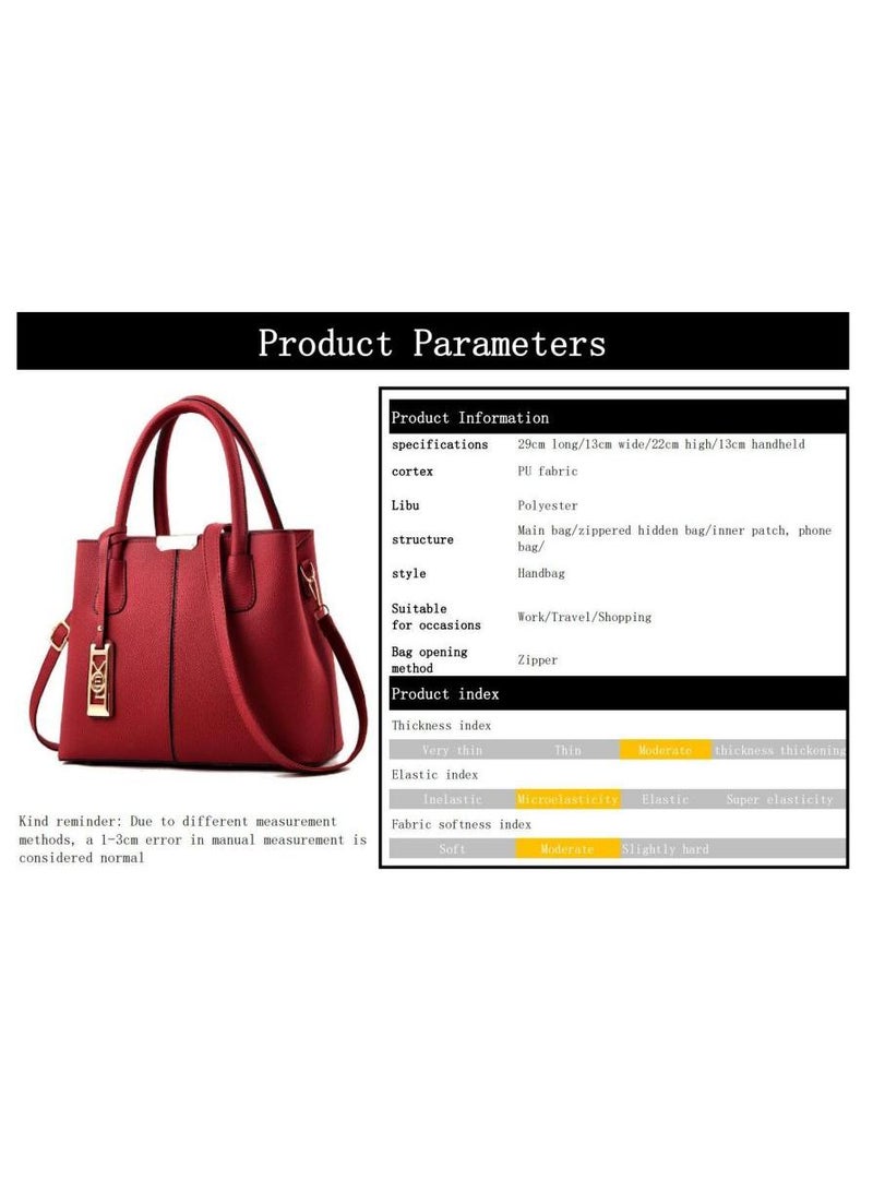 Y&D Leather Satchel Handbag Red - Image 2