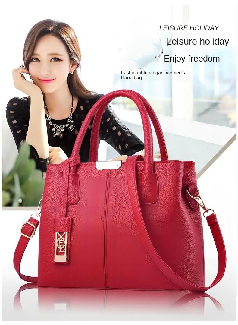 Y&D Leather Satchel Handbag Red - Image 3