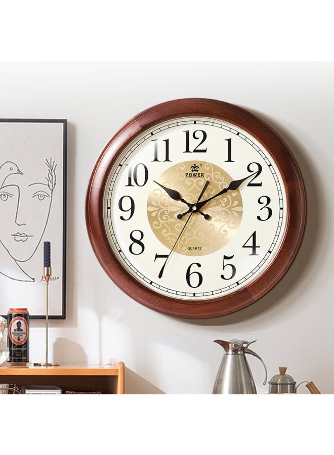 Power Ba Solid Wood Wall Clock Living Room New Large Size Simple Quartz Clock Office 40cm - Image 1