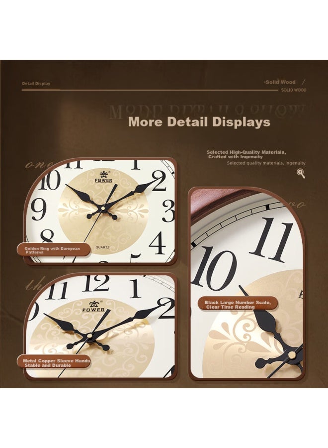 Power Ba Solid Wood Wall Clock Living Room New Large Size Simple Quartz Clock Office 40cm - Image 4