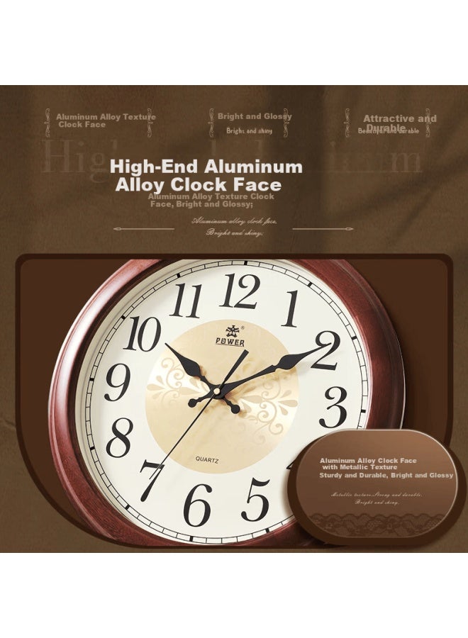 Power Ba Solid Wood Wall Clock Living Room New Large Size Simple Quartz Clock Office 40cm - Image 2