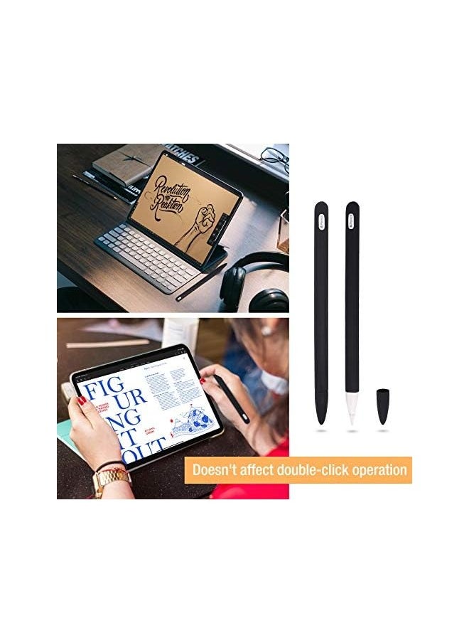 erorex Soft Silicone Case for Apple Pencil 2nd Generation, Protective Sleeve Holder Grip and Nib Cover Accessories Kit Compatible with Apple Pencil 2nd Gen, iPad Pro 12.9 Inch / 11 Inch -Black  - Image 5