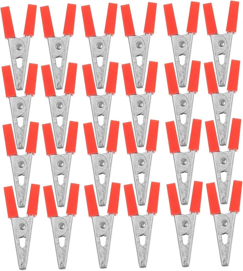 24 قطعة ملقط تمساح معزول بمشبك زنبركي للمشابك الكهربائية للأسلاك - Image 2