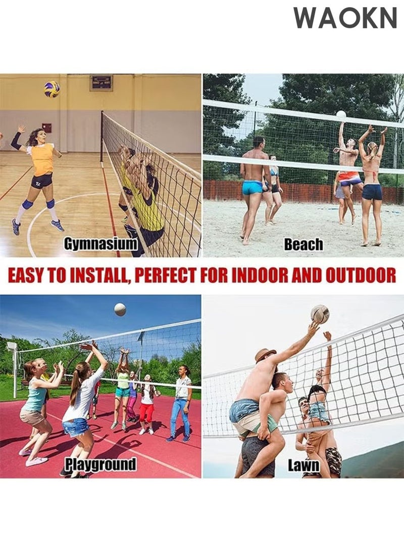WAOKN Volleyball Net,Professional Outdoor Volleyball Net,Pole-Less with Ball Pocket,9.5m X 1m Portable Volleyball Net,Suitable for Pool/Beach/Backyard/Indoor,Beach volleyball net, volleyball rack, standard match training volleyball net. - Image 3